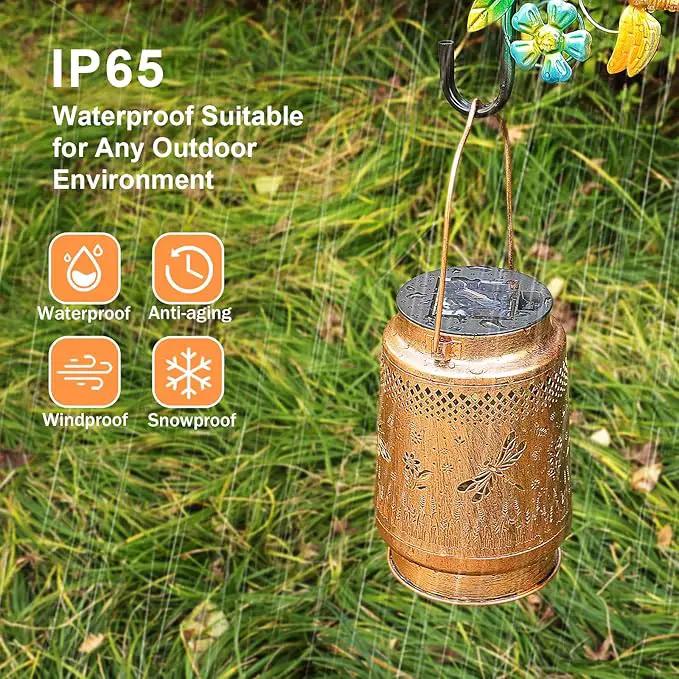 2 Pack Solar Lanterns Outdoor Garden Decor with Shepherd Hook, Gardening Gifts for Mom Grandma Women Dragonfly Metal Decor Lantern Waterproof Solar Lights LED Decorative for Garden Yard Patio, photo 8 of 9