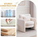 Chenille Accent Armchair Oversize Upholstered Barrel Comfy Modern Round Lounge Sofa Chair with Pillow Cozy Reading Chairs for Apartment,Office,Living Room,Dining,Makeup,Club,Beige by CozyNest Decor