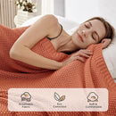 Joydeco Chunky Cable Knit Throw Blanket, Lightweight 100% Cotton Soft Cozy Throw Twin Blanket for Couch Bed and Sofa, Rustic Breathable Farmhouse Blanket Gift for Women Men(Burnt Orange, 60"x80") by CozyNest Decor