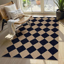 Lahome Checkered Easy Jute Entry Rug, 3x5 Black Outdoor Patio Rug for Living Room Farmhouse Neutral Carpet, Washable Non Slip Indoor Door Mat Diamond Carpet for Front Door Deck Camping by CozyNest Decor