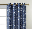 MIUCO Floral Embroidered Semi Sheer Curtains Faux Linen Grommet Curtains for Bedroom 52 x 84 Inch 2 Panels, Navy Blue by CozyNest Decor