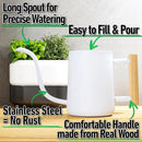 35 oz Metal Small Indoor Watering Can with Long Spout & Real Wood Handle for House Plants, Succulents, Cacti & Seedlings - White Long Spout Watering Can Indoor Plants - Stylish, Gentle Flow, No Spills by GreenHaven Gardens
