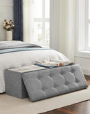 SONGMICS MAZIE Collection - 43 Inches Ottoman Storage Bench, 35 Gal. Folding Chest with Breathable Linen-Look Fabric, Load up to 660 lb, for Entryway, Living Room, Bedroom, Light Gray ULSF077G05 by CozyNest Decor