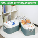 Bidtakay Fabric Storage Baskets for Shelves 3 Pack Large Storage Bins for Organizing Linen Collapsible Organizer for Closet-Deep Green by TinyTreasures Baby Boutique