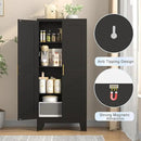 61.02" Kitchen Pantry Cabinet, Pantry Storage Cabinet with 2 Doors and Adjustable Shelves, Black Food Storage for Kitchen, Living Room, Bedroom and Dining Room (Black) Metal Sideboard by CozyNest Decor