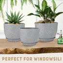 Plant Pots 12/10/9 inch Set of 3, Flower Pots with Multi Mesh Drainage Holes, Large Planters for Indoor Outdoor Garden Plants and Flowers. (Gray) by GreenHaven Gardens