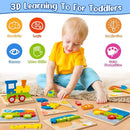 Wooden Vehicle Puzzles Toy Gift for 1, 2, 3 Years Old Boys Girls, Toddler Best Birthday Gift with 6 Vehicle Baby Montessori Color Shapes Learning Puzzles - Kids Educational Developmental Toys by TinyTreasures Baby Boutique