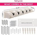 Berry Ave Broom Holder & Wall Mount Garden Tool Organizer- Kitchen, Closet, Garage & Laundry Room Storage With 5 Slots And 6 Hooks- Wall Holder For Broom, Rake & Mop Handles Up To 1.25” [Beige 2-Pack] by CozyNest Decor