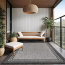 Bordered Outdoor Rug 5x7 Washable Outside Carpet for Indoor Patio Porch Waterproof Easy Cleaning Non Shedding Area Rugs Dark Gray 5 x 7 by CozyNest Decor