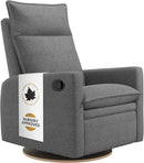 Jaymar Arya Modern Nursery Glider Recliner Chair – Cozy Nursing Chair with 360° Swivel for New Parents, Gentle Motion, Compact Design, High Back & Low Armrests, Canadian Made (Charcoal/Nexus Fabric) by TinyTreasures Baby Boutique