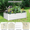 Galvanized Raised Garden Bed Outdoor, 2 Pcs 6x3x1FT Outdoor Large Planter Raised Beds Open Base with Safety Edge and Glove for Vegetables Flowers Ground Planter, White by CozyNest Decor