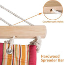 SUNCREAT Outdoor Hammock with Stand, Two Person Quilted Fabric Hammock Swing with 12ft Steel Stand, Red Stripes by GreenHaven Gardens