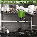 3 Tier Extra Large Stainless Steel Expandable Over The Sink Dish Drainer Drying Rack, Rust Proof Metal, Space Saving, Modern Silver Big Capacity Extendable Plate Strainers Above Kitchen Counter by CozyNest Decor