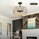 16” 4-Light Modern Crystal Chandeliers Black Dinning Room Light Fixture with Two Rods, Round Pendant Light Kitchen Island Chandelier, Flush Mount Ceiling Light for Living Room Entryway by CozyNest Decor