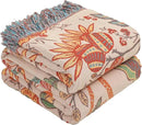 Boho Throw Blanket for Bed-Soft Cotton Rustic Quilt 80"×90",Floral Printed Farmhouse Decor Muslin Bed Blankets for Sofa Couch Chair, Seasons by CozyNest Decor