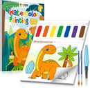 TECJOE Paint with Water Coloring Books for Toddlers, Dinosaur Series Watercolor Set with 3 Brushes, Mess Free Painting Activity for Kids Ages 4 5 6 7 8, Christmas Gifts Arts & Crafts Toy by TinyTreasures Baby Boutique