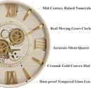 CLXEAST Mid Century Minimalist Modern Wall Clocks,24 Inch Wall Clock with Moving Gears, Large Cream Gold Wall Clocks for Living Room Decor,House Warming Gifts New Home by CozyNest Decor