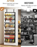 8-Tier Over the Door Pantry Organizer, Large Metal Door Spice Rack with Adjustable Basket, 2 in 1 Wall Mount or Hanging Heavy-Duty Pantry Door Storage Shelf for Kitchen and Bathroom, Black by CozyNest Decor
