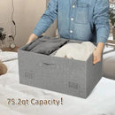 75 Quarts Extra Large Decorative Storage Bins with Lids, 1 Pack Gray Collapsible Storage Bins with Lids, Stackable Storage Bins Decorative Box Storage With Lid Extra Large by CozyNest Decor