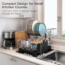 BOOSINY 2 Tier Grey Large Stainless Steel Dish Drainers Drying Rack for Kitchen Counter with Drainboard, Rust Proof Metal, Space Saving, Modern Aesthetic, Compact Plates Strainers with Extra Mat by CozyNest Decor