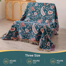 Boho Throw Blanket for Bed,100% Ultra Cotton Soft Breathable Bed Throw Floral Printed Farmhouse Decor Rustic Bed Throws for Couch Sofa Quilt White Flowers 60" x 80" by CozyNest Decor