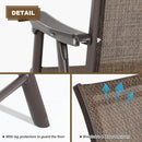 Aoodor Folding Patio Dining Chairs Textilene Fabric, Outdoor Steel Frame for All Weather Use, Fit for Porch, Lawn, Yard, Set of 4, Brown by GreenHaven Gardens