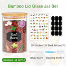Glass Jars with Bamboo Lids 20 oz, 12 Pcs Stackable Kitchen Glass Pantry Storage Containers with Airtight Bamboo Lids for Rice, Candy, Sugar, Flour, Nuts, Cookie, Bean by CozyNest Decor