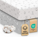 Sweety Fox 2-Pack Crib Sheets - Soft Cotton Jersey Fitted Sheets for Boys and Girls, Mini Crib Sheets, Toddler Bed Sheets (Woodland) by TinyTreasures Baby Boutique