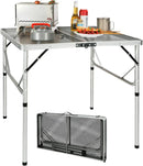 REDCAMP Folding Portable Grill Table for Outside, Lightweight Aluminum Metal Grill Stand Table for Camping Cooking BBQ RV Picnic,Easy to Assemble with Adjustable Heights Legs,Silver 32”x32” by GreenHaven Gardens