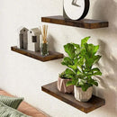 BAYKA Bathroom Floating Shelves for Wall – Bathroom Shelf Over Toilet Farmhouse Rustic Wood for Bedroom, Kitchen, or Living Room Decor – Rustic Brown, Set of 3, Sturdy Storage with 22lb Capacity by CozyNest Decor
