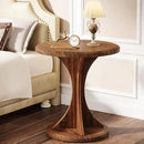 Tribesigns Round End Table for Living Room, Wood Side Table Set of 2, Mid-Century Bedside Nightstand for Bedroom, Accent Table, Easy Assembly, Vintage Brown by CozyNest Decor