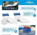 Classic White-Blue - in-Pool Chaise Set – Includes Two Chaises, Two Headrest Pillows, and One Poolside Table – for Ledges Up to 9” - Aqua Outdoors by GreenHaven Gardens