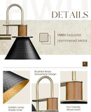 Modern Wall Sconces Set of Two, HWH Industrial Sconce Wall Lighting 1-Light, Gooseneck Barn Wall Vanity Light for Bedroom Kitchen, Hammered Metal Shade, Black and Gold Finish, 5HZG74B-2L BK+BG by CozyNest Decor