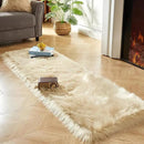 AMTOVO Faux Fur Rug, Beige Ultra Soft Fluffy Shag Sheepskin Rug, 2 x 6 ft Runner Area Rugs for Bedroom Sofa Throw Cushion Room Decor, Rectangle by CozyNest Decor