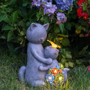 Solar Garden Statues Loving Cat Figurine Lights for Outside, Yard Decorations Outdoor, Garden Christmas Decor Unique Birthday Housewarming Gifts for Mom, Women by GreenHaven Gardens