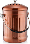 RED FACTOR Premium Compost Bin for Kitchen Countertop - Stainless Steel Food Waste Bucket with Innovative Dual Filter Technology - Includes Spare Filters (Matt Copper, 1.3 Gallon) by GreenHaven Gardens