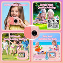 Instant Print Camera Toy for Kids, Girls Birthday Gifts for 3 4 5 6 7 8 Year Old Learning Music Story Player, 1080P HD Dual-Lens Creative Instant Camera (Pink) by TinyTreasures Baby Boutique