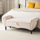 Furniliving Storage Ottoman Bench for Bedroom, Upholstered End of Bed Bench with Solid Wood Legs Modern Shoe Storage Bench Indoor Bench for Living Room Entryway Bench Furniture,Beige, Linen by CozyNest Decor