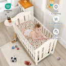 Wowelife Sports Mini Crib Bedding Set Boys Brown 3PCs Mini Crib Comforter Set Basketball Baseball Rugby Nursery Bedding Sets for Boys with Soft Comforter, Crib Skirt and 38x24 Sheet, Brown by TinyTreasures Baby Boutique