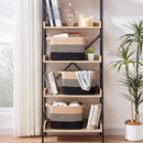 OIAHOMY Storage Basket, Woven Baskets for Storage, Cotton Rope Basket for toys,Towel Baskets for Bathroom - Pack of 3, Black & Brown by TinyTreasures Baby Boutique