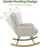 Rocking Chair Nursery, Teddy Baby Nursery Rocking Chairs, Modern Nursing Chair for Breastfeeding, Nursery Rocker for Small Spaces Indoor, Accent Glider Chairs for Living Room, Bedroom, Beige by TinyTreasures Baby Boutique