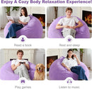 Homguava 3.5FT Bean Bag Chair: Teardrop Bean Bags with Memory Foam Filled, Compact Beanbag Chairs Soft Sofa with Corduroy Cover (Purple) by TinyTreasures Baby Boutique