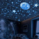 965 PCS Glow in The Dark Stars and Moon for Ceiling, Luminous Stars and Planet Wall Decals, Kids Room Decor, Glowing Galaxy Wall Stickers for Nursery Decorations (Blue) by TinyTreasures Baby Boutique