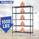 5 Tier Storage Shelves 71"H Wire Shelving Adjustable Metal Shelving,1000LBS Pantry Shelves Sturdy Steel Wire Shelf for Kitchen School Pantry Garage Warehouse ,71"H X35.5"W X13.8"D, Black,2P by CozyNest Decor