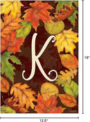 Briarwood Lane Fall Leaves Monogram Letter K Garden Flag by GreenHaven Gardens
