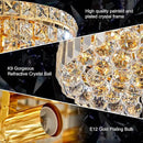 4-Light Gold Crystal Chandeliers Flush Mount Chandelier Light Fixture with K9 Crystals Modern Ceiling Lights Elegant Round Lamp for Bedroom,Hallway,Bar,Living Room,Dining Room,H5.9 xW13.7 by CozyNest Decor