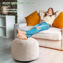 HIGOGOGO Round Stuffed Pouf Ottoman, Corduroy Poufs with Foam Chunk Filling, Furry and Fluffy Pouf Foot Stool Storage Ottoman, 26 X 18 Floor Poufs Foot Rest for Living Room, Beige by CozyNest Decor