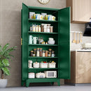 Kitchen Pantry Storage Cabinet with Doors and Adjustable Shelves, Metal ClosetMaid Food Pantry Cabinets, 75" Tall Freestanding Cupboard for Kitchen, Laundry or Utility Room, Green by CozyNest Decor