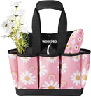 WORKPRO Garden Tool Bag, 9 Pockets Gardening Bag, Heavy Duty Oxford Garden Tote Caddy (Tools NOT Included), 12" x 12" x 6"-Pink Ribbon by GreenHaven Gardens