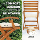 IDZO, Percy Chairs Heavy Duty 400lbs Capacity Set of 2 w/Cushion, FSC Acacia Outdoor Furniture, Teak Finish, Fully Assembled, Wood Folding_Beige by CozyNest Decor